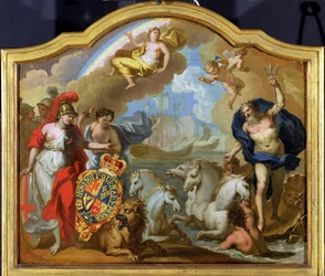 Allégorie de la puissance de la Grande-Bretagne par mer, conception pour un panneau décoratif pour le carrosse cérémonial de George I, c.1720